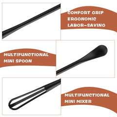 Andibro Multifunctional Mini Whisk, 2 Pcs Small 2 in 1 Whisk Utensil Mini Sugar Spoon Small Mixing Balloon Whisk Wisking Tool Set for Blending Beating Ingredients Mixing Sauces
