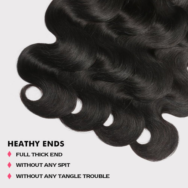 Body Wave Human Hair Bundles 16 18 20 Inch 3 Bundles 12A 100% Unprocessed Brazilian Virgin Body Wave Bundles Human Hair Extensions Quick Weave Bundles Natural Black Color