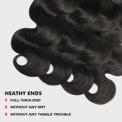 Body Wave Human Hair Bundles 16 18 20 Inch 3 Bundles 12A 100% Unprocessed Brazilian Virgin Body Wave Bundles Human Hair Extensions Quick Weave Bundles Natural Black Color