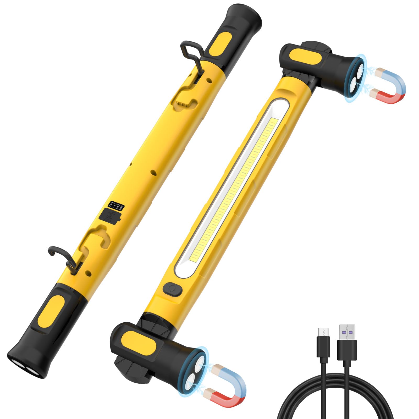 ERAY COB LED Work Light Bar 3000LM, 6000mAh Rechargeable Inspection Lamp - 3 Color Modes/360° Adjustable/USB Output/IP55 Waterproof, Portable Magnetic Underhood Light for Garage Workshop Car Repairing