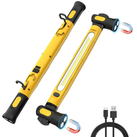 ERAY COB LED Work Light Bar 3000LM, 6000mAh Rechargeable Inspection Lamp - 3 Color Modes/360° Adjustable/USB Output/IP55 Waterproof, Portable Magnetic Underhood Light for Garage Workshop Car Repairing