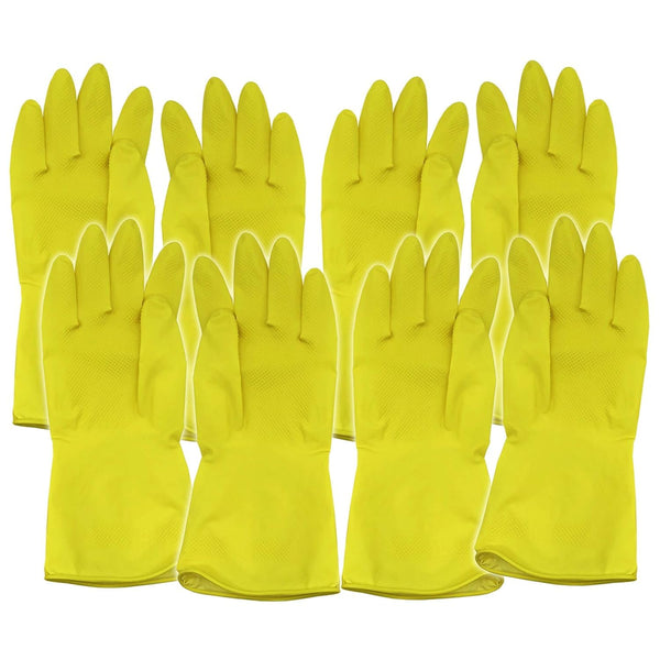 SOL 4 Pairs Household Rubber Gloves Medium | Yellow Medium Gloves | Washing Up Gloves Medium | Non Slip Cleaning Gloves | Bathroom and Kitchen Gloves | Dishwashing Gloves | Heavy Duty Rubber Gloves