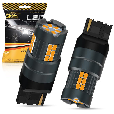 Sidaqi T20 7440 LED Amber Yellow CANBUS Error Free 25W 4800LM 30SMD 3020 Chips Super Bright Anti Hyper Flash 582 W21W LED Indicator Bulb for Front and Rear Turn Signal Light 12-24V (Pack of 2)