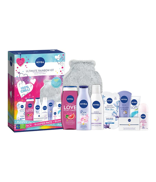 NIVEA Ultimate Rainbow Kit Gift Set (9 Pieces), Refreshing and Colourful Set Includes Shower Gel, Cleansing Milk, Face Mask, and More, for Women