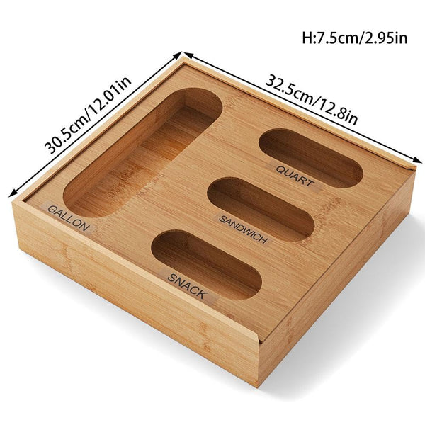 SHUZHENG Food Ziplock Bag Storage Organizer For Kitchen Drawer, Bamboo Baggie Holder,Bamboo Organizer, Compatible with Gallon, Quart, Sandwich and Snack Variety Size Bag