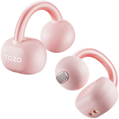 TOZO OpenEarRing Open Ear Headphones, Clip On Earphones, Lightweight Comfort, Wireless Open Ear Earbuds with Smart Digital Display, 40H Playtime, IPX5 Waterproof, Bluetooth 5.4, Custom EQ (Pink)