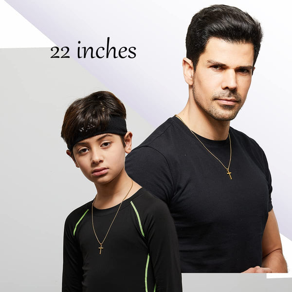 RWQIAN Stainless Steel Cross Necklace for Men gold 50cm Small Cross Pendant Necklace Simple Jewelry Christian cross Chain for Mens
