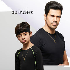 RWQIAN Stainless Steel Cross Necklace for Men gold 50cm Small Cross Pendant Necklace Simple Jewelry Christian cross Chain for Mens