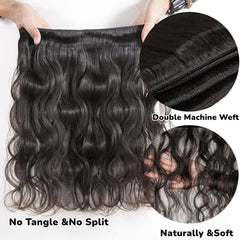 Body Wave Human Hair Bundles 16 18 20 Inch 3 Bundles 12A 100% Unprocessed Brazilian Virgin Body Wave Bundles Human Hair Extensions Quick Weave Bundles Natural Black Color
