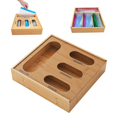 SHUZHENG Food Ziplock Bag Storage Organizer For Kitchen Drawer, Bamboo Baggie Holder,Bamboo Organizer, Compatible with Gallon, Quart, Sandwich and Snack Variety Size Bag