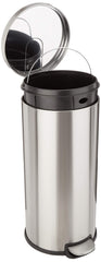 Amazon Basics Round Cylindrical Soft-Close Dustbin, 30 litre/7.9 gallon, Brushed Stainless Steel