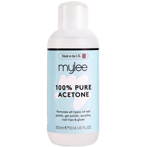 Mylee 100% Pure Acetone (300ml) - Gel Nail Polish Remover – Maximum Strength Professional Soak-Off for UV/LED, Acrylics, Nail Tips & Glue - Made in the UK