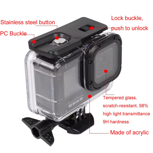 Protective Underwater Diving 60 Meters Waterproof Housing Case for Go pro Hero 13/12/11/10/9 Black Action Cameras with Accessories