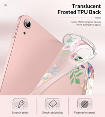 MoKo for iPad Air 11 Inch Case M4/M3/M2 2026/2025/2024, iPad Air 5th/4th Generation 10.9" 2022/2020, Translucent Frosted Soft TPU Back Cover, Slim Protective Cover,Auto Wake/Sleep,Fragrant Flowers