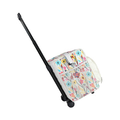 Everything Mary Craft Trolley Bag on Wheels, Cream aand Multi Floral - Craft Organiser on Wheels for Sewing, Scrapbooking, Paper Craft, and Art - Storage Case for Supplies and Accessories -