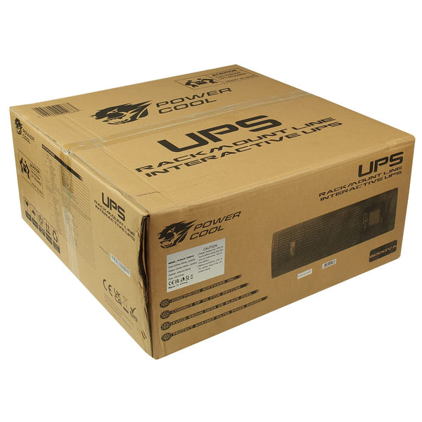 Powercool Intelligent Rackmount UPS Series, Uninterruptible Power Supply, 3000VA, 3U, 2 x UK Socket, 3 x IEC 320 C13, 2 x RJ45, 1 x USB, Stand Alone, Rack Or Wall Mountable | Black