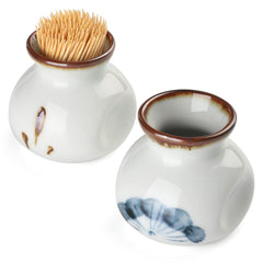forkmannie Ceramic Toothpick Holder Jar Set of 2 Toothpick Dispenser Container Cup for Holiday Dinner Table Centerpiece Decor