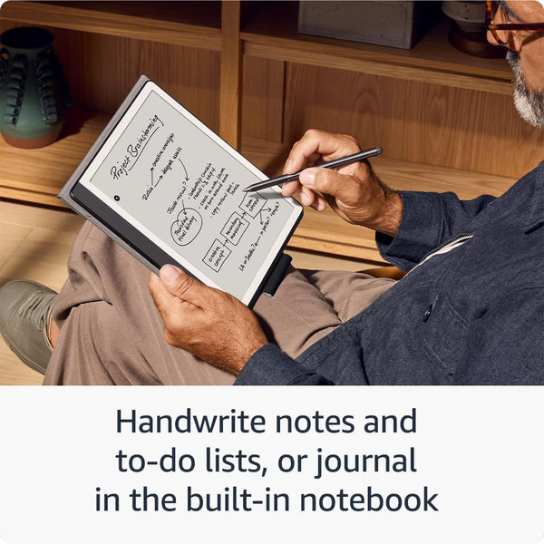 Amazon Kindle Scribe (64 GB) – Redesigned display with uniform borders. Now write directly on books and documents. With built-in notebook summarisation. Includes Premium Pen – Jade Metallic