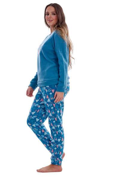 ChicWhisper Ladies Fleece Pyjamas Printed Winter Warm PJ'S Nightwear