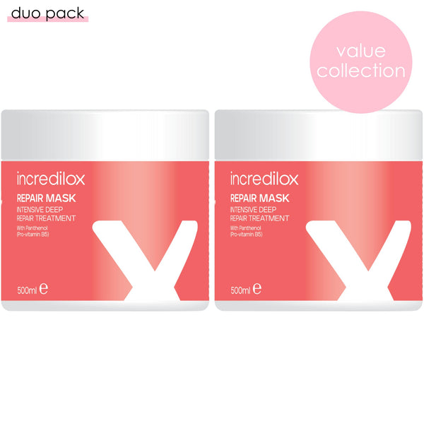 Incredilox Deep Repair Hair Mask 2 x 500ml – Intensive Treatment for Dry, Damaged Hair – Deep Nourishment, Smooth & Shiny Finish – Salon Grade Formula – All Hair Types – Made in UK – Value Pack