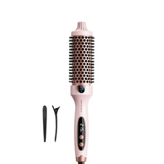 Wavytalk Thermal Brush, Blowout Boost Ionic Round Heated Hot Brush, to Make Hair Smoother & Shinier, Easy to Use, Not for Blow Drying, 38mm Barrel, 5 Temperature Settings, Dual Voltage, UK Plug, Pink