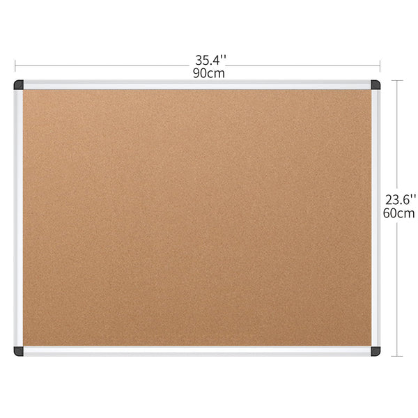VIZ-PRO Cork Notice Board, 90x60cm, Silver Aluminium Frame