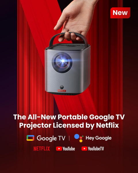 NEBULA Anker Mars 3 Air 1080p Mini Projector, Smart 400 ANSI-Lumen Portable Projector with Google TV, Wi-Fi, Dolby Digital, 2×8W, 150-Inch Picture, Built-In Battery with 2.5-Hour Playtime