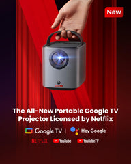 NEBULA Anker Mars 3 Air 1080p Mini Projector, Smart 400 ANSI-Lumen Portable Projector with Google TV, Wi-Fi, Dolby Digital, 2×8W, 150-Inch Picture, Built-In Battery with 2.5-Hour Playtime