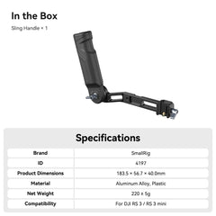SMALLRIG Plastic Lightweight Adjustable Handle Sling Handgrip ONLY for DJI RS 3 mini/ 4 Mini Gimbal Handheld Stabilizer, with Quick Release NATO Clamp - 4197B