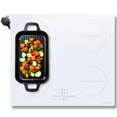 NOXTON White Induction Hob 13AMP Plug, 2800W 4 Zone Flex Induction Hobs 60cm Touch Control, with Safety Lock,White Ceramic Glass