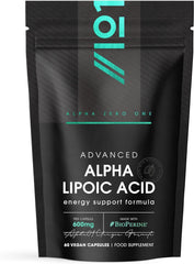 Alpha Lipoic Acid (ALA) 600mg - Made with Biotin & BioPerine® - 60 Vegan Capsules - Potent Amino Acids Supplement - Powerful Antioxidant - Resealable and Recyclable Pouch – by Alpha01