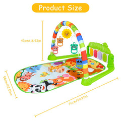 AOMIG Baby Play Mat, Baby Piano Gym with Music and Lights, Play Mat with Detachable Activity Toys, Early Development Activity Baby Play Mat Toy Gift for Babies