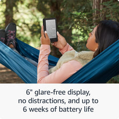 Amazon Kindle (newest gen) – Lightest and most compact Kindle with glare-free display, faster page turns, adjustable front light and long battery life – 16 GB – With Ads – Black