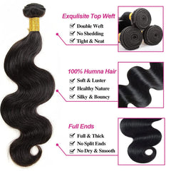 Body Wave Bundles Human Hair Bundles 10A Grade 100% Unprocessed Brazilian Virgin Hair Bundles Body Weave Wavy Bundles Human Hair (10 12 14)