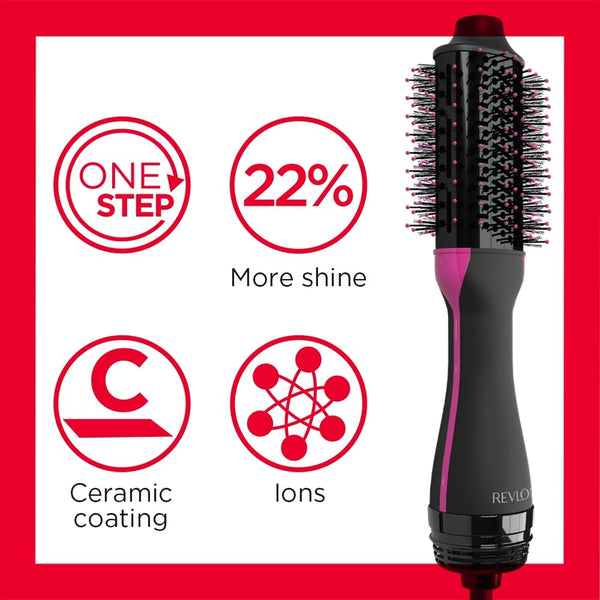 Revlon Salon One-Step Hair dryer and Volumiser mid to short hair (One-Step, 2-in-1 styling tool, IONIC and CERAMIC technology, smaller oval design, multiple heat settings) RVDR5282UKE, Black