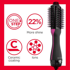 Revlon Salon One-Step Hair dryer and Volumiser mid to short hair (One-Step, 2-in-1 styling tool, IONIC and CERAMIC technology, smaller oval design, multiple heat settings) RVDR5282UKE, Black