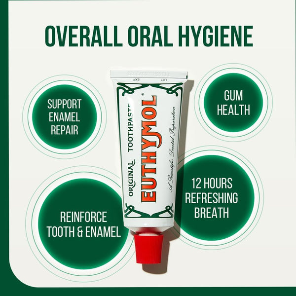 Euthymol Original Toothpaste 75ml x 6, Fluoride Free Anti-Plaque Antibacterial Cavity Teeth Gums Clean Healthy Protection Refresh Daily Oral Enamel Dental Care