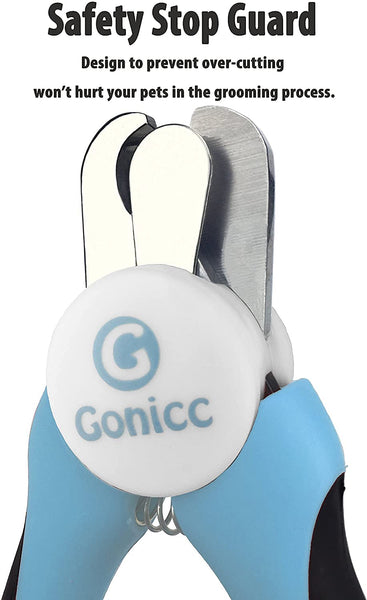 gonicc Dog & Cat Pets Nail Clippers and Trimmers - with Safety Guard to Avoid Overcutting, Free Nail File, Razor Sharp Blade - for Large and Small Animals.