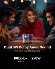 NEBULA Anker Mars 3 Air 1080p Mini Projector, Smart 400 ANSI-Lumen Portable Projector with Google TV, Wi-Fi, Dolby Digital, 2×8W, 150-Inch Picture, Built-In Battery with 2.5-Hour Playtime
