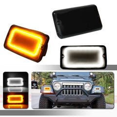 Tonsya For 1997 1998 1999 2000 2001 2002 2003 2004 2005 2006 Jeep Wrangler TJ Front Corner Turn Signal Parking Lights & Daytime running lamps 2 IN 1 Smoked Lens 55157033AA, 55157032AA