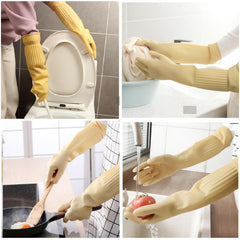 Rubber Cleaning Gloves,Waterproof and Oil-resistance Glove for kitchen Cleaning,Clothes Washing,Household Cleaning, Dishwashing,Car Wash,Indoor and Outdoor Cleaning (Yellow, S)