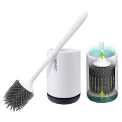 Silicone Toilet Brush and Holder,Bathroom Toilet Brush Holder Set,Silicone Toilet Cleaning Brush Kit with Soft Bristle Brush (Flooring)