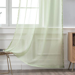 MIULEE 2 Panels Sheer Curtains Voile Transparent Curtains Voile Bedroom Ultra Soft Voile Kid Windows Balcony Decor Living Room Grommet Top 55inches Wx88inches L 140cmx225cm Green