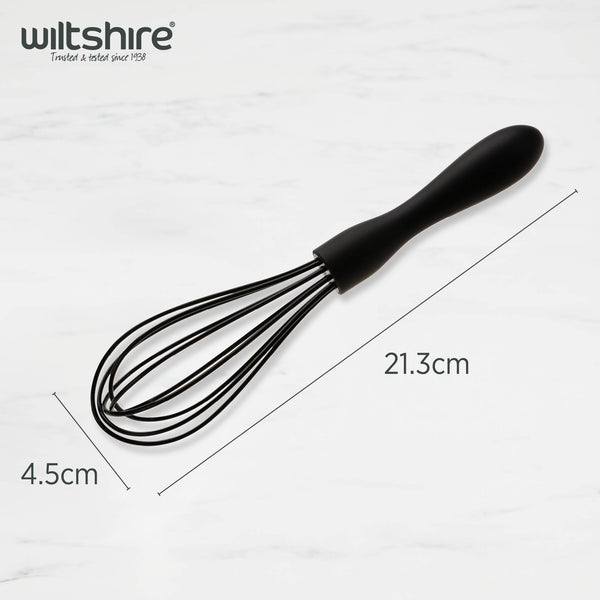 Wiltshire Silicone Whisk, Egg Whisk, Baking & Whipping Balloon Whisk, Heat-Resistant Utensil, Non-Stick, Non-Scratch, Midnight Black, 21x5x5cm