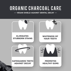 Dabur Charcoal Organic Toothpaste - 100ml | for Teeth Whitening, Brighter Smile & Healthy Gums | Natural Oral Care with Blend of Black Pepper & Ginger Extracts