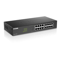 D-Link DGS-1016D 16-Port Green Ethernet Copper Gigabit Switch, Hub, Internet Splitter, Metal, Fanless, Plug and Play - UK Model, black DGS-1016D