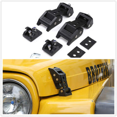 JeCar Black Aluminum Hood Latches Catch Kit for Jeep Wrangler TJ Accessories 1997-2006