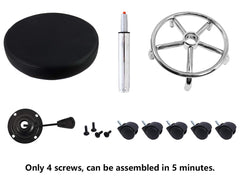 KKTONER PU Leather Round Rolling Stool with Foot Rest Swivel Height Adjustment Spa Drafting Salon Tattoo Work Office Massage Stools Task Chair Small (Black)