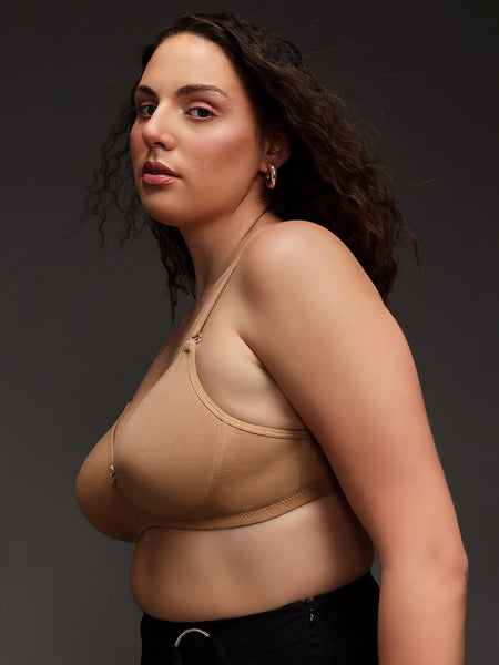 Clovia Ladies Cotton Padded Non-Wired T-Shirt Bra Beige, beige, 34C