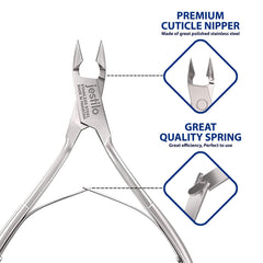 Jestilo Cuticle Remover Tool Set with Cuticle Cutter and Cuticle Pusher - Stainless Steel Professional Cuticle Nipper and Pusher Nail Care Tools for Salon and Level Mani-Pedi at Home (Silver)